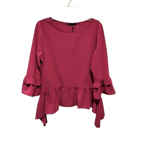 NWT Gibson burgundy top/Blouse ruffle bottom - Picture 4 of 6